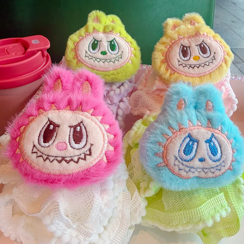 Cute Cartoon Monster Bath Ball for Girls – Foaming Shower Sponge with Fun Design, Exfoliating Body Scrubber for Back, Quick-Lathering Bath Flower for Teens and Women